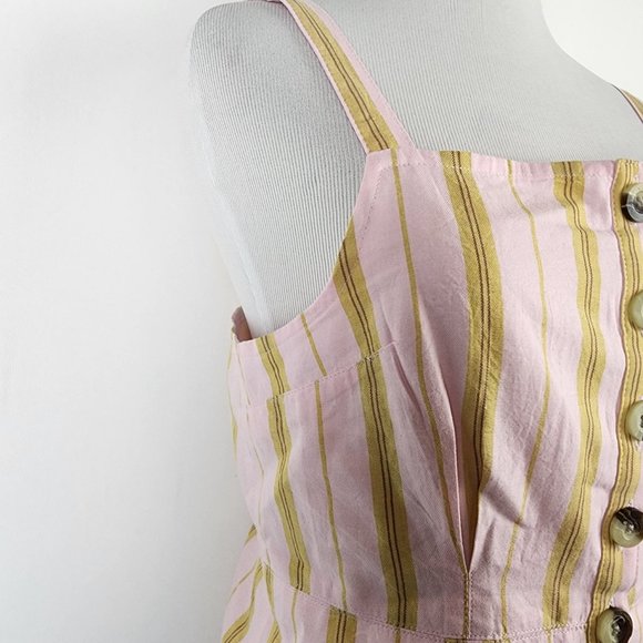 Topshop 165443 Womens Sleeveless Stripe Crop Tank Top Pink Yellow Size US 6 - Picture 10 of 15